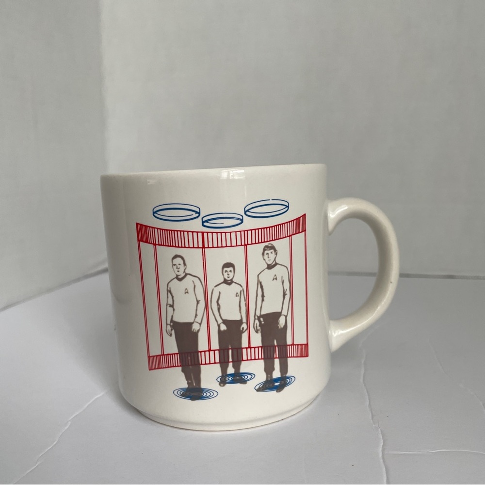 Vintage 1989 Star Trek Paramount Pictures Coffee Tea Mug Beam Me Up Photo Cup - Picture 2 of 4
